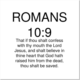 Romans 10>9 Bible Verse Text KJV Posters and Art